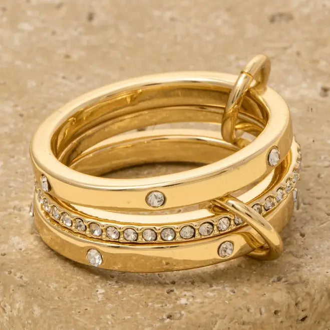 Golden Glow Linked Ring Set