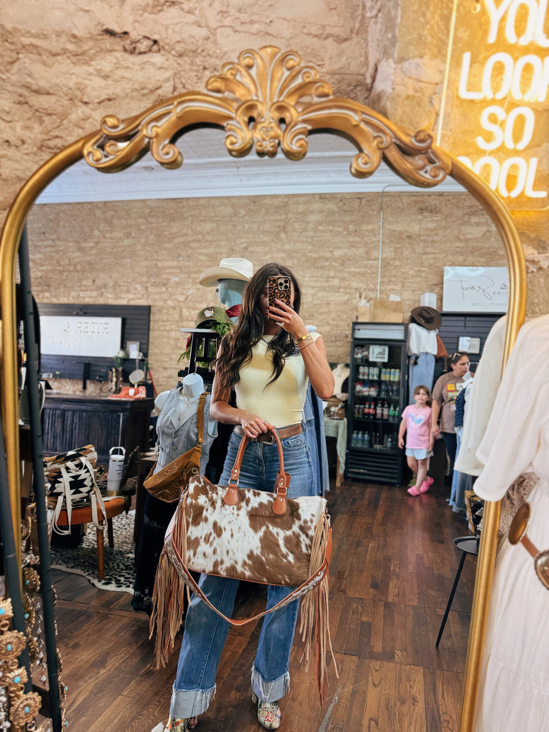 Fringe Cowhide Duffle Bag