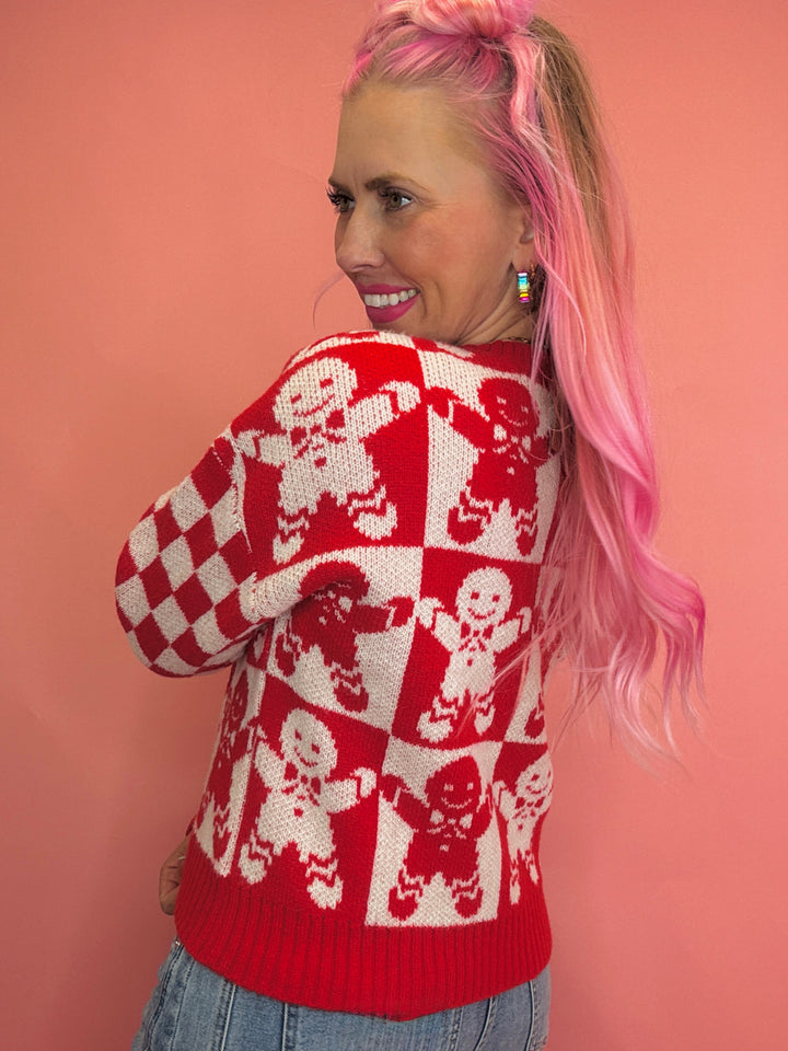 Gingerbread Checkered Sweater