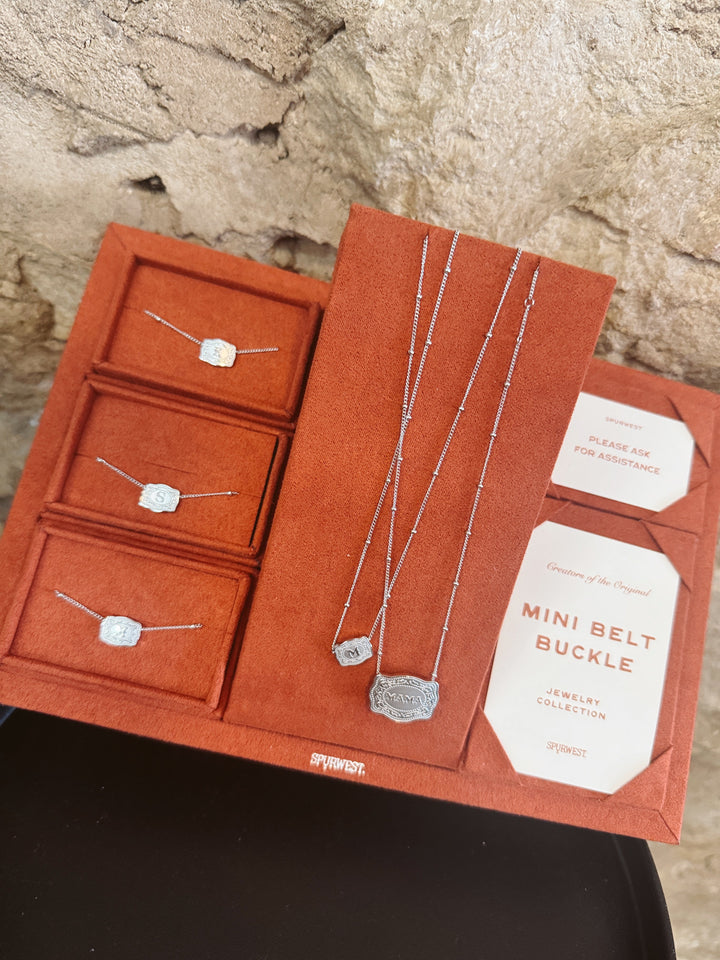 Ultra Mini Belt Buckle Initial Necklace