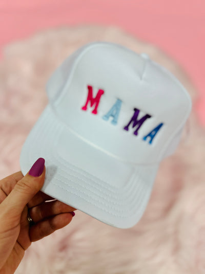 Mama Multicolored White Trucker Hat