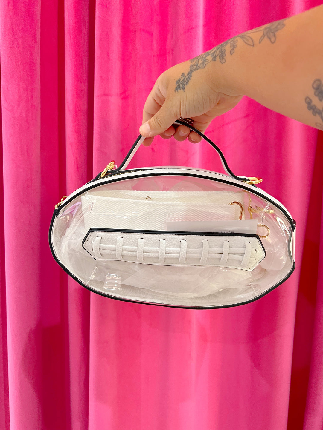 Bella Clear Football Crossbody Bag