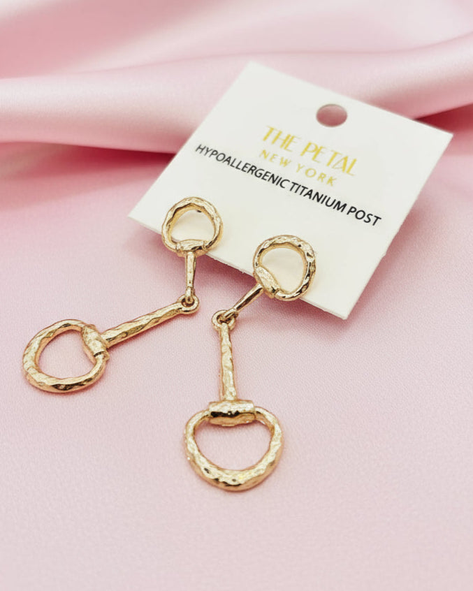 Golden Horsebit Dangle Earrings