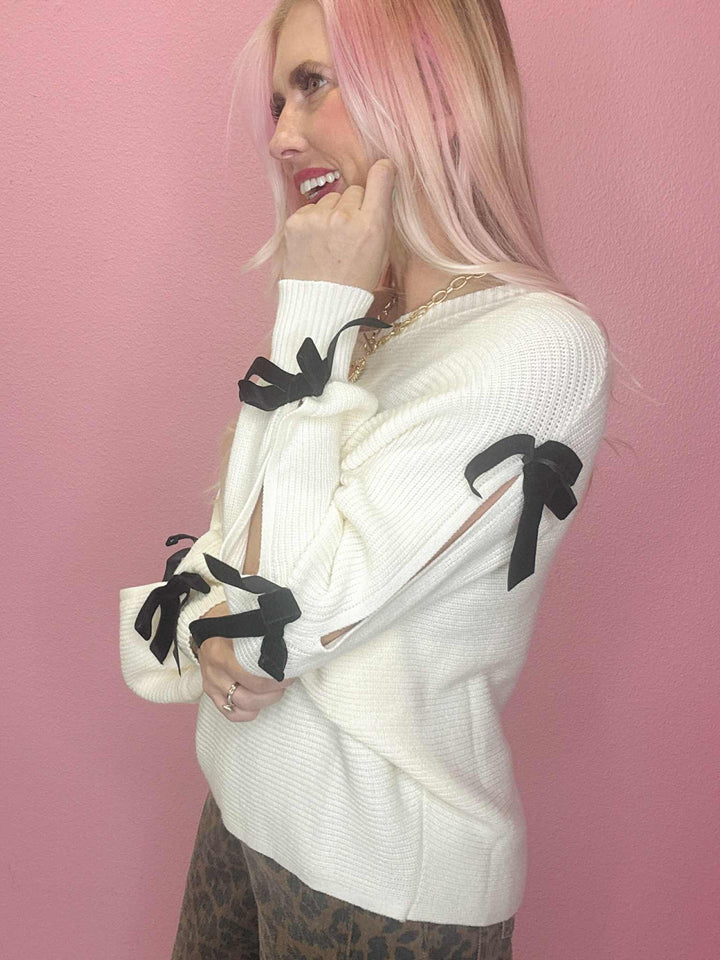 The Carla Velvet Bow Sweater