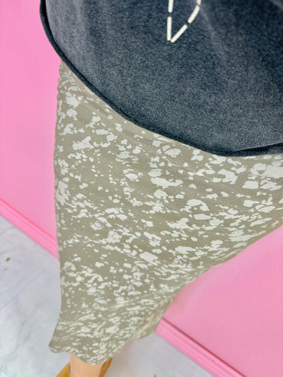 Mocha Print Satin Skirt