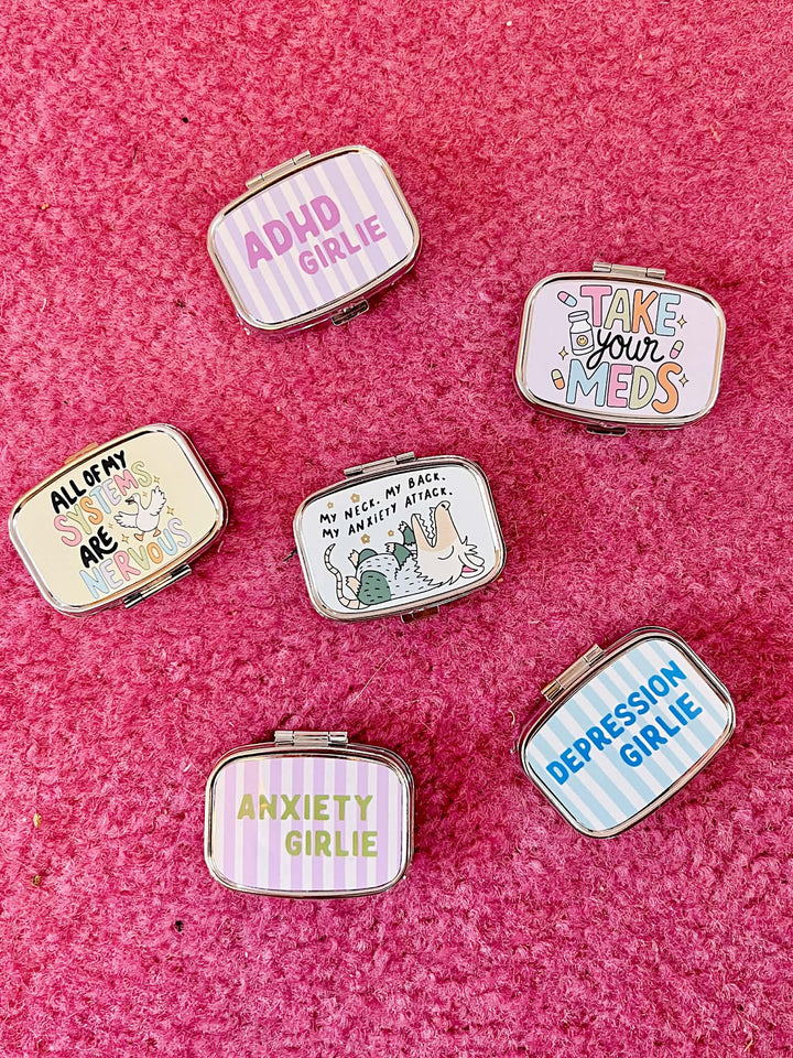 Funny Pill Box & Compact Mirror