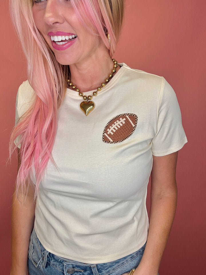 Football Gingham Patch Baby Tee