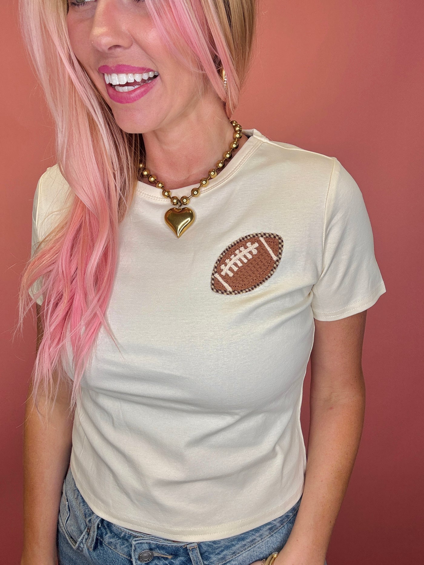 Football Gingham Patch Baby Tee