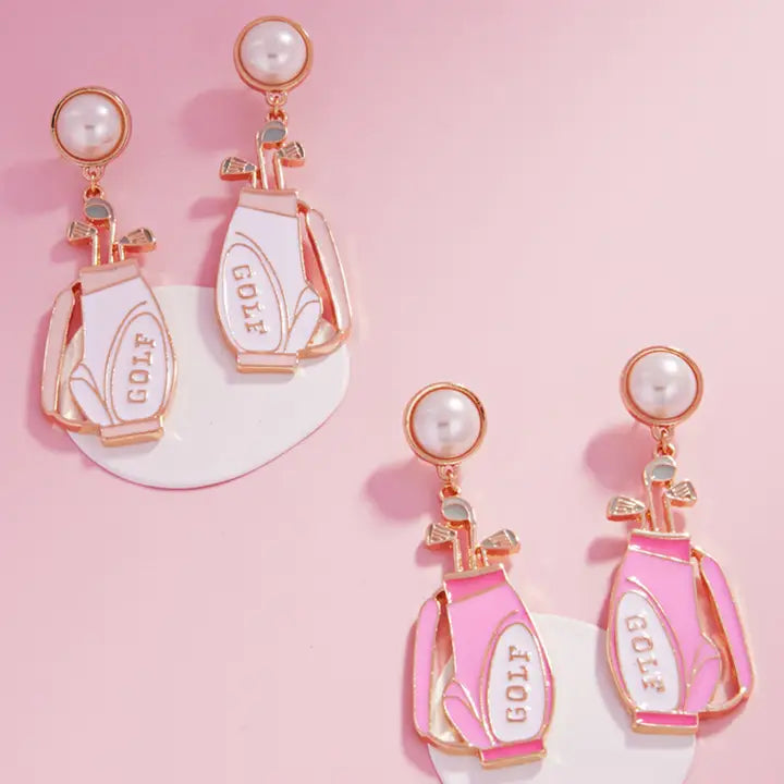 Golf Bag Shaped Pearl Earring