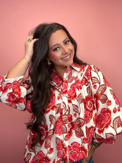 Rustic Floral Collared Top