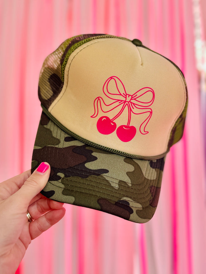 Camo Cherry Bow Trucker Hat