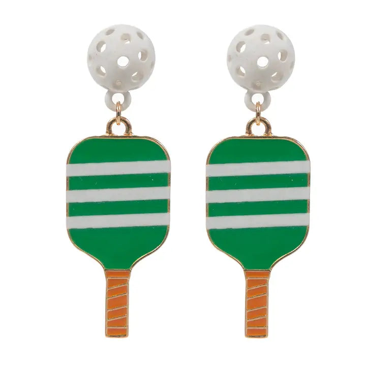 Striped Pickleball Pad Post Earrings