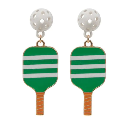 Striped Pickleball Pad Post Earrings