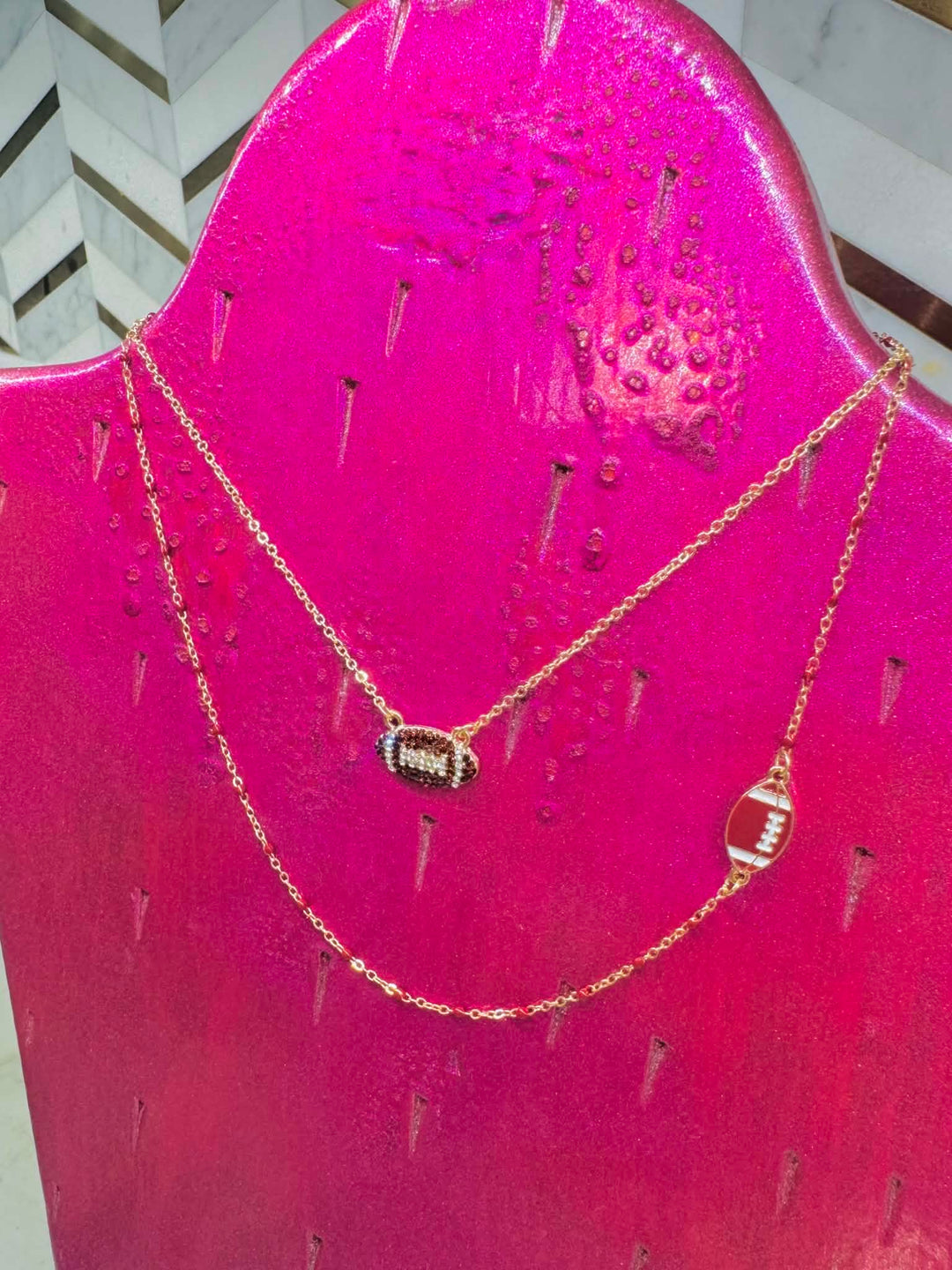Touchdown & Tassels Football Charm Necklace