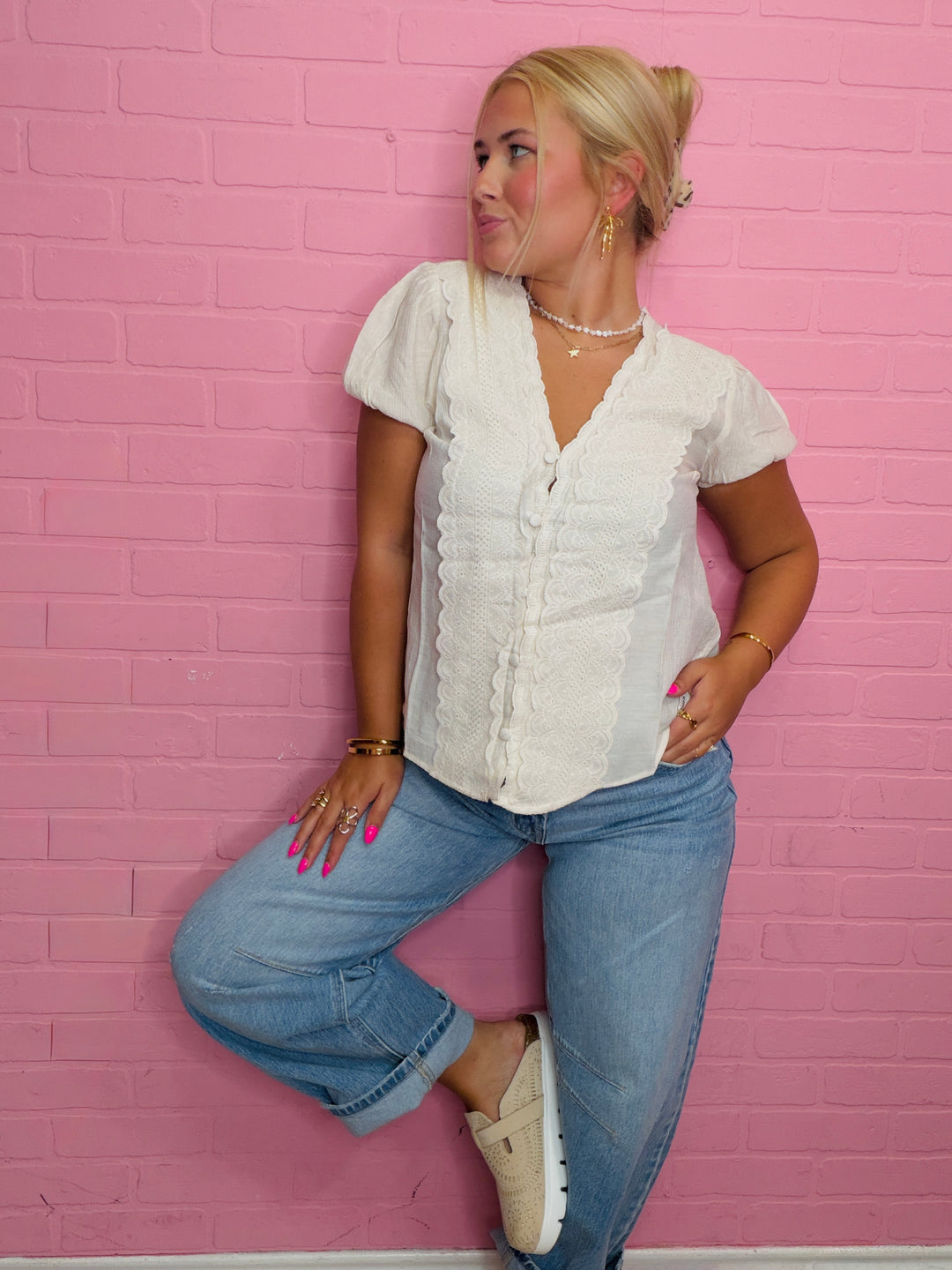 Sweet Magnolia Button Blouse
