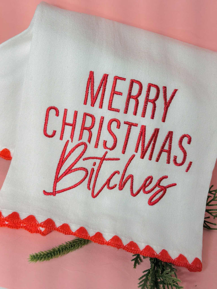 Merry Christmas Bitches Tea Towel