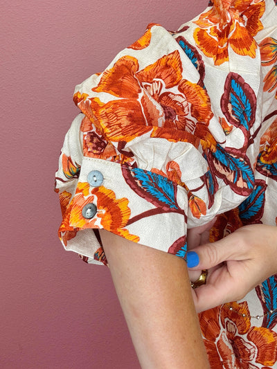 Rustic Floral Collared Top