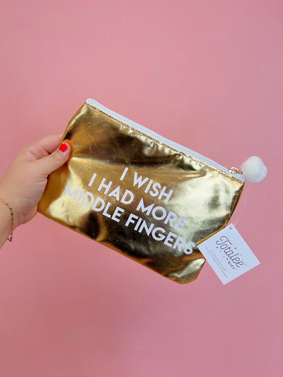 More Middle Fingers Gold Cosmetic Bag