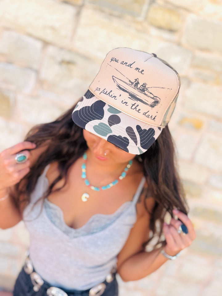 Go Fishin' In The Dark Trucker Hat