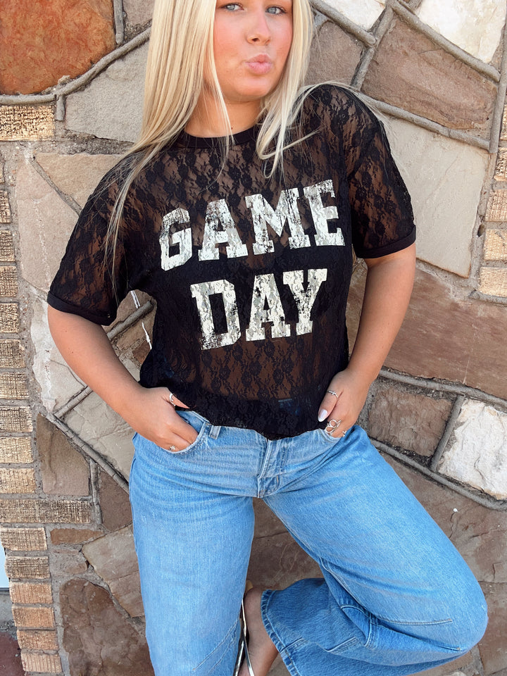 Game Day Lace Top