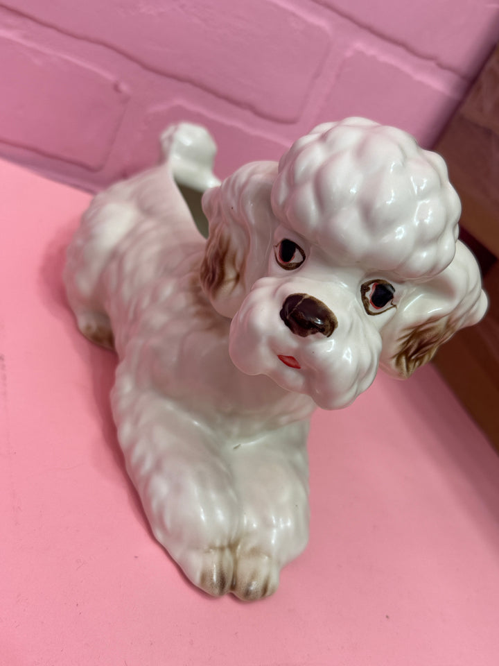 Hand-Painted Stoneware Poodle Planter