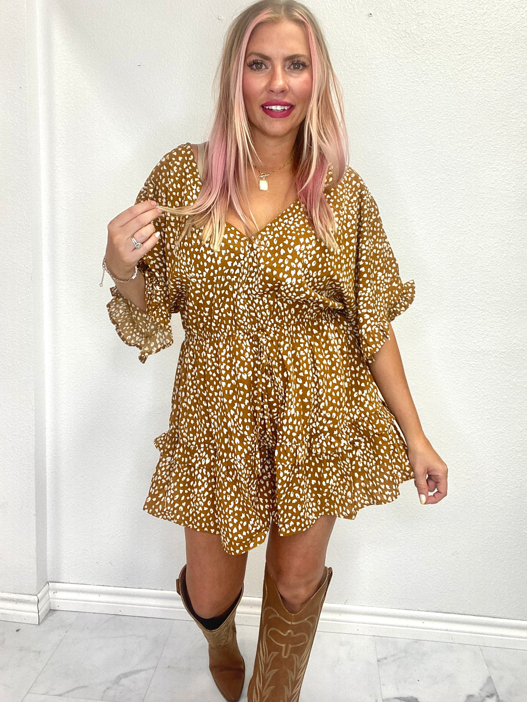 On The Spot Caramel Romper