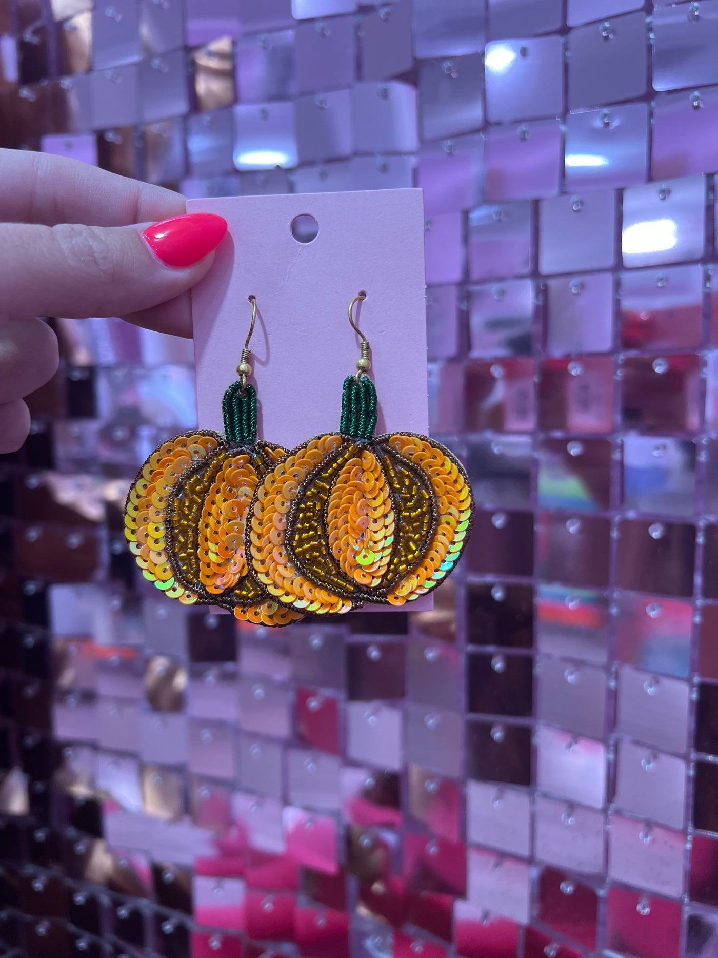 Sequin Pumpkin Earrings