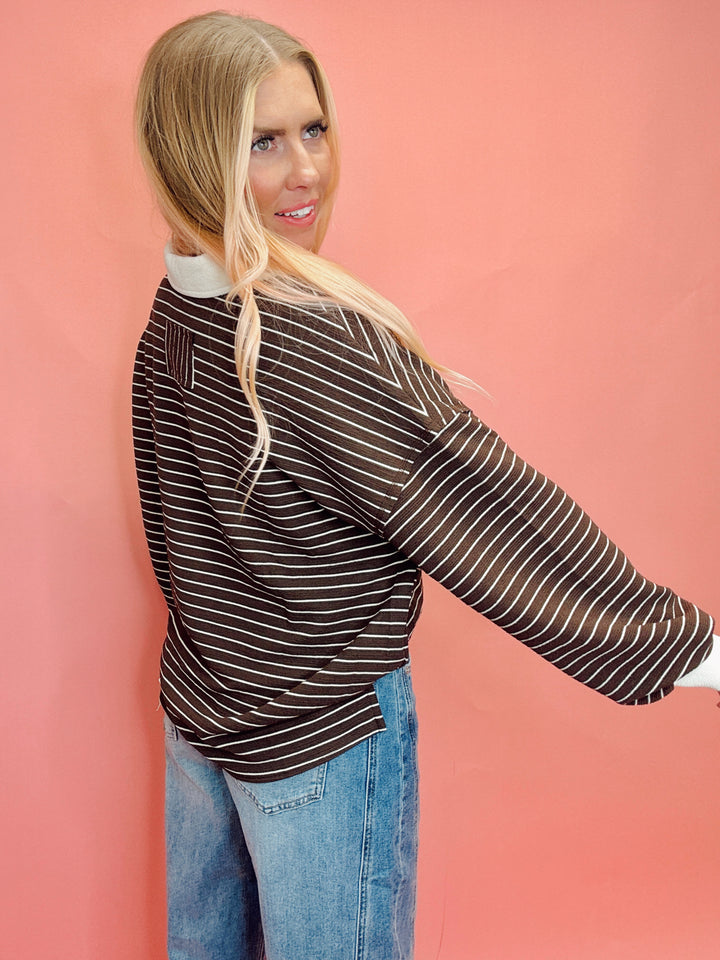 The Ellis Stripe Collared Pullover