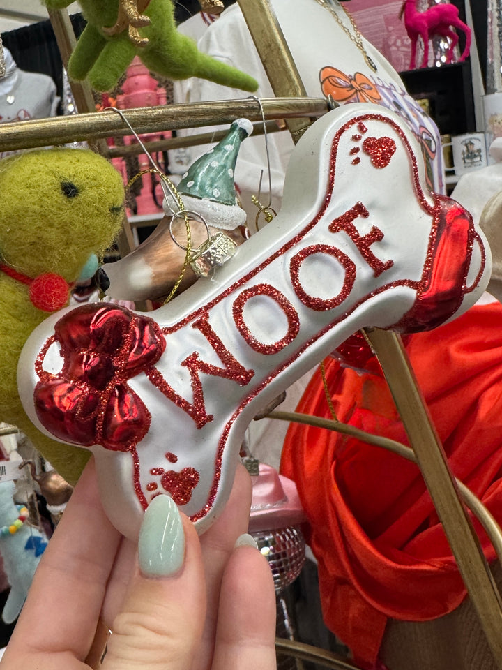 Woof Dog Bone Ornament
