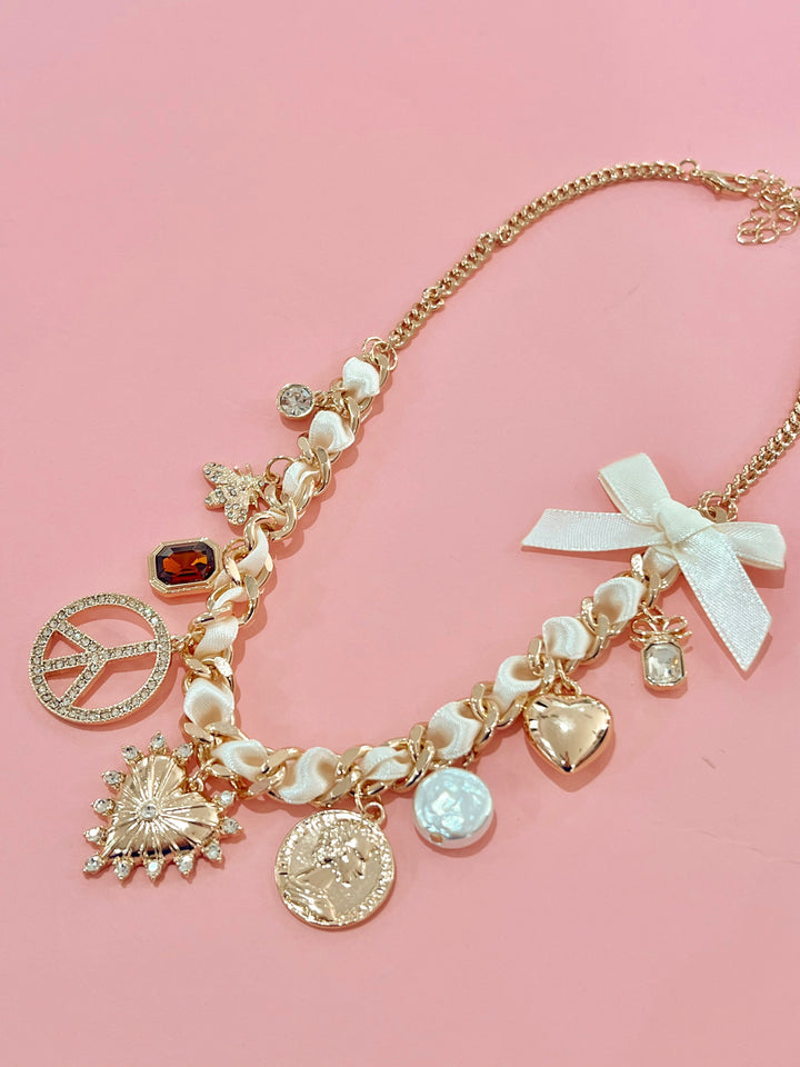 Soft Bloom Ribbon Charm Necklace