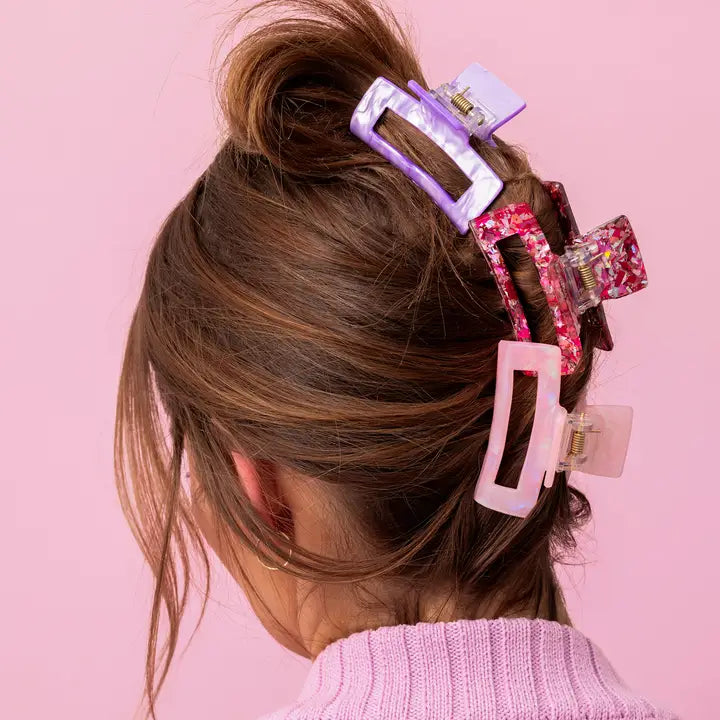 Claw Hair Clip Trio - Pink Confetti