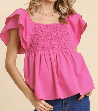 Janelle Smocked Ruffle Top
