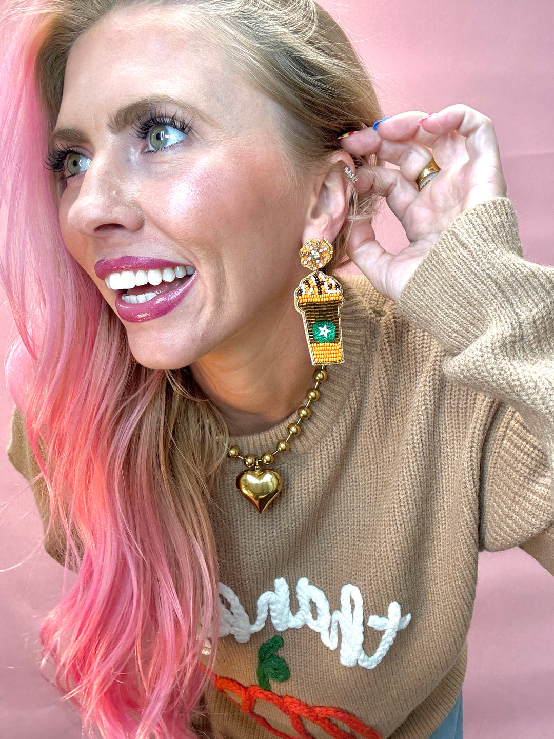 Caramel Frappe Beaded Earrings