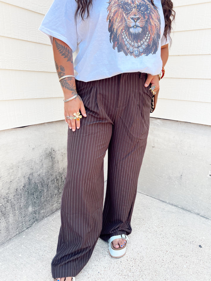 Boss Babe Pinstripe Trousers