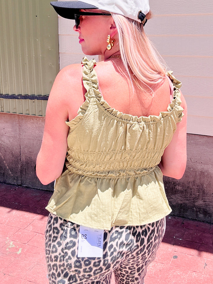 Sweet Escape Ruffle Tie Tank