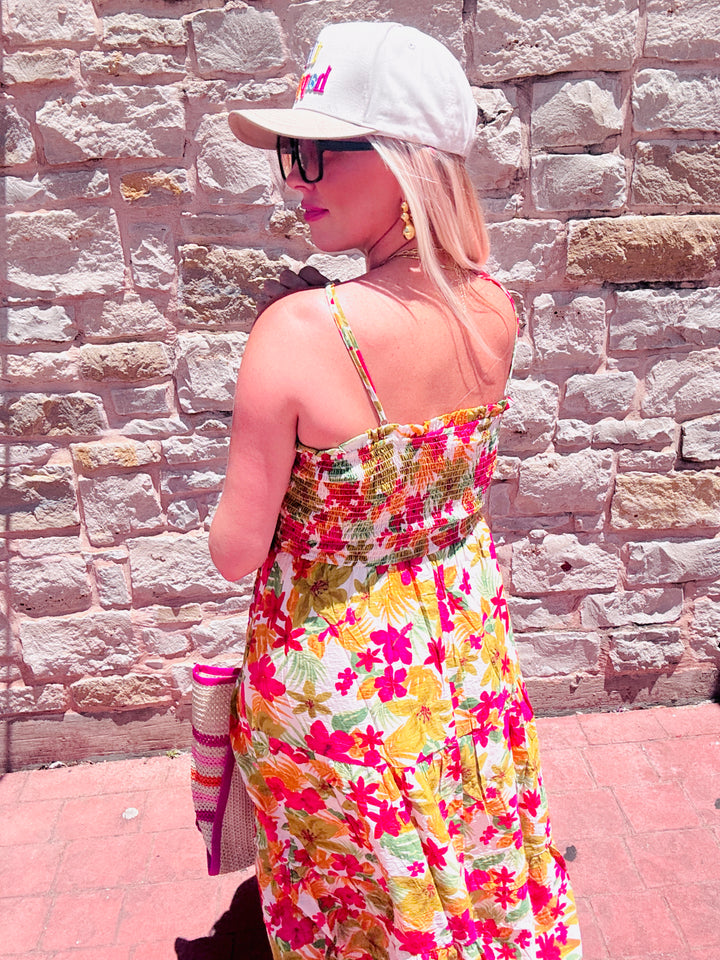Tropical Temptation Ruffle Midi Dress