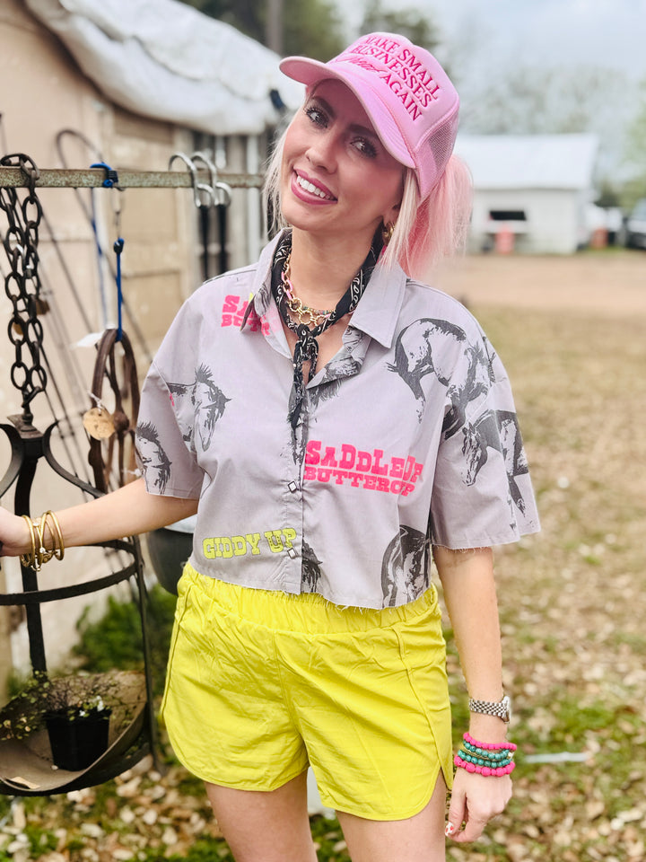 Giddy Up Crop Button Up