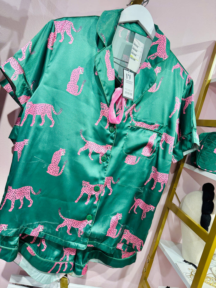Chasing Dreams Emerald Cheetah Pajama Set