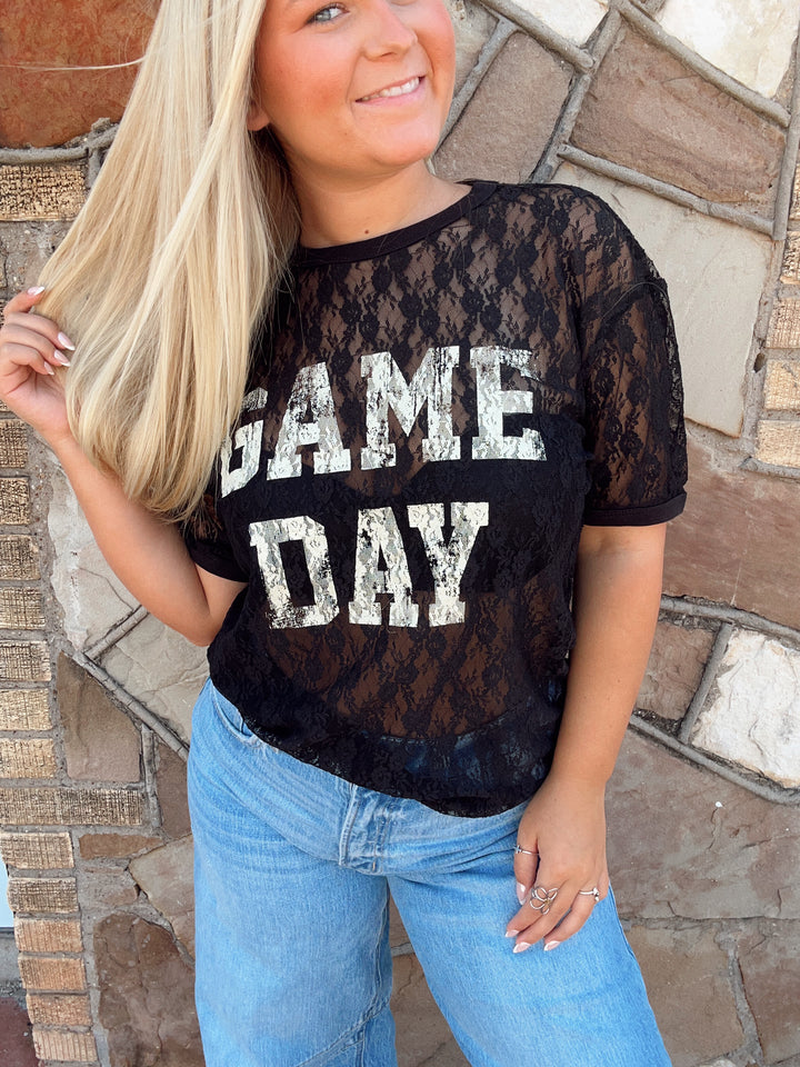 Game Day Lace Top