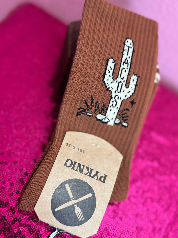 Cactus Taco Western Comfy Crew Socks