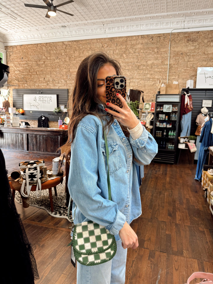 Verdant Rodeo Checkered Purse