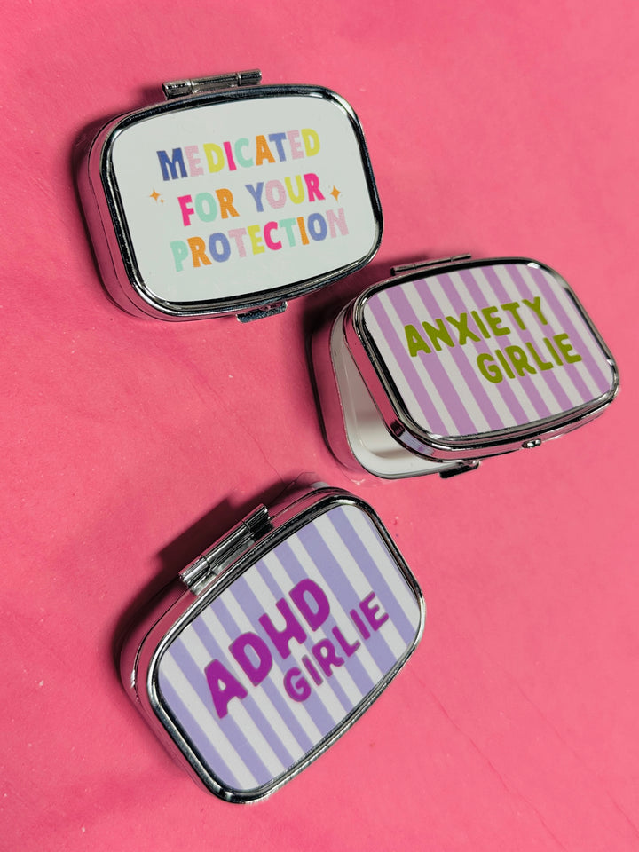 Funny Pill Box & Compact Mirror