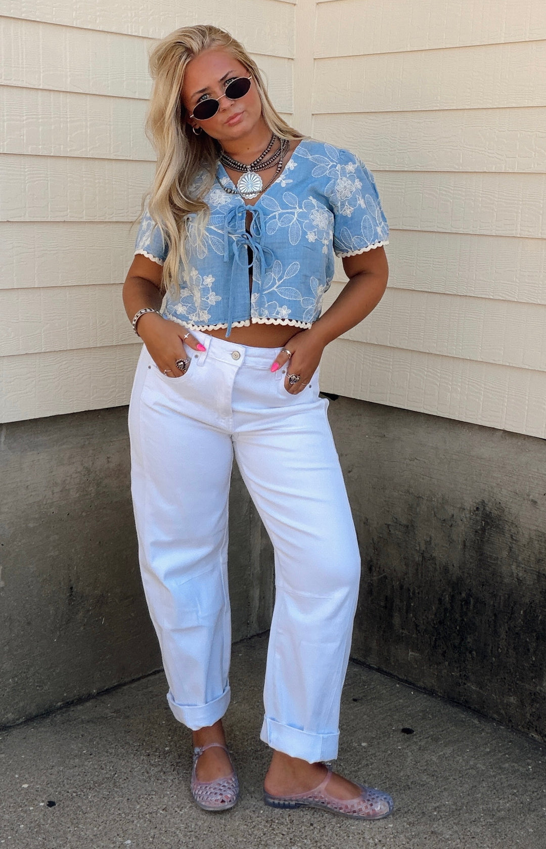 Bloom & Breeze Tie Front Crop Top