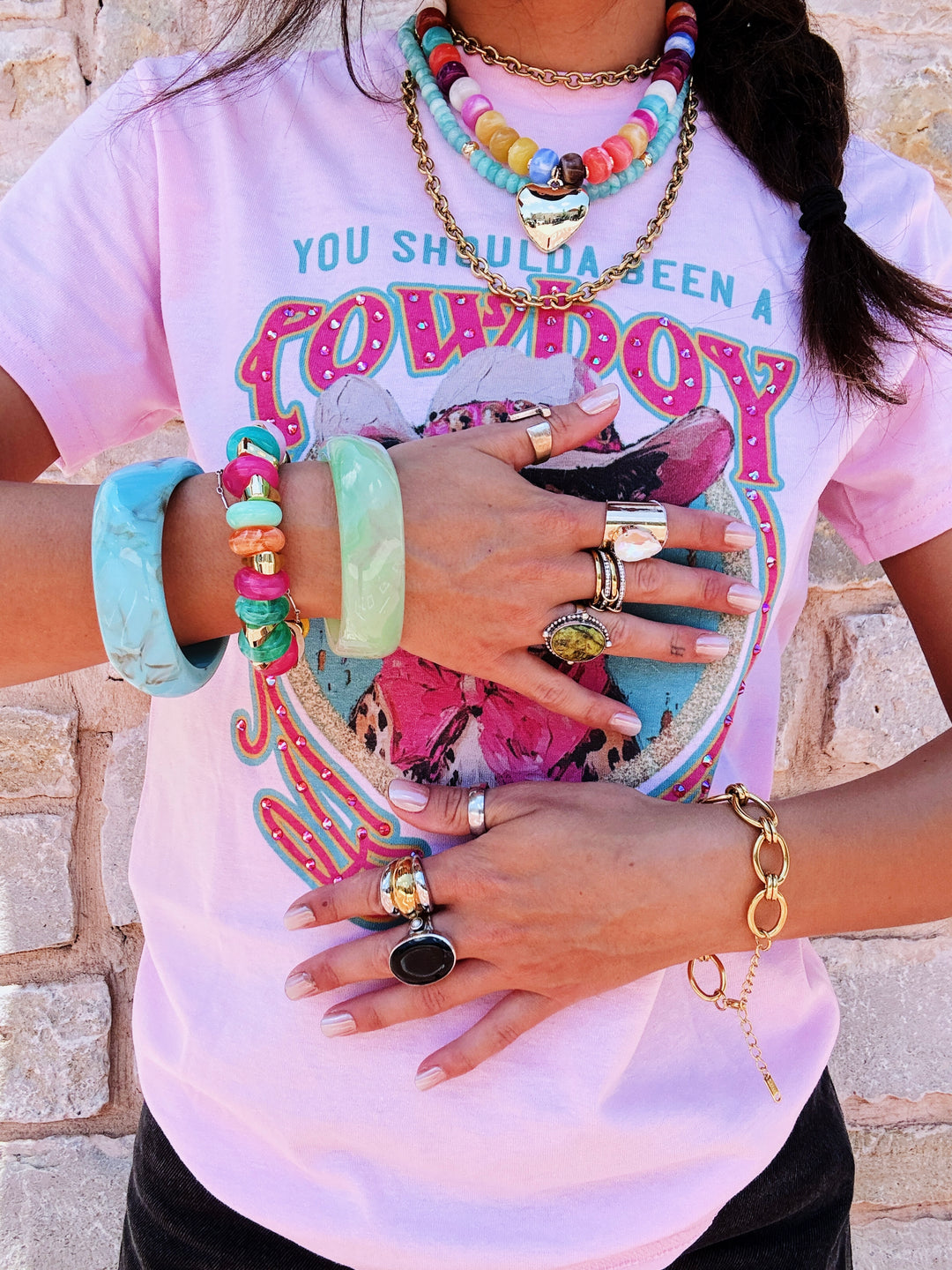 Shoulda Been A Cowboy Rhinestone Graphic Tee