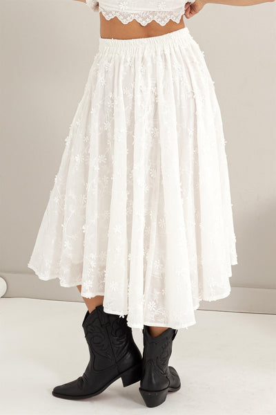 Floral Embroidered Midi Skirt