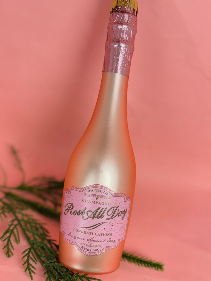 Pink Rosé Champagne 8.25" Ornament