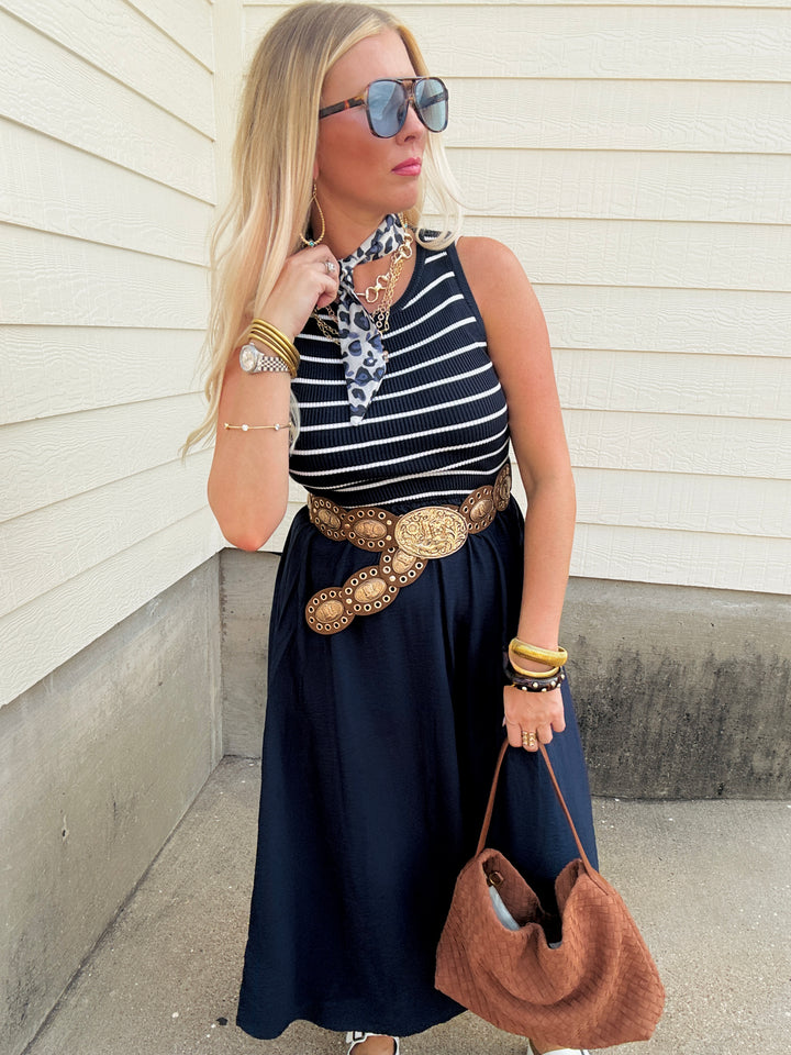 Coastal & Stripe Midi Dress