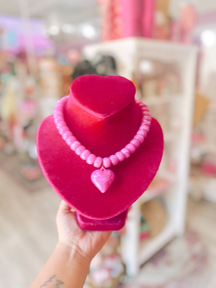 Jojo Fuschia Heart Necklace