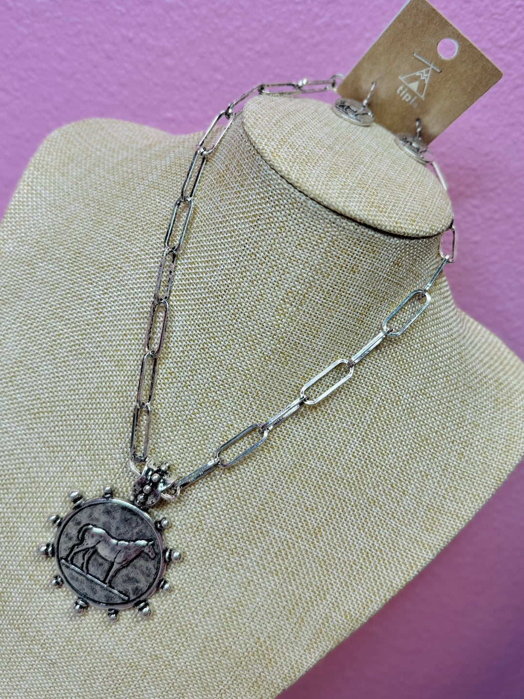 Western Horse Coin Necklace Set