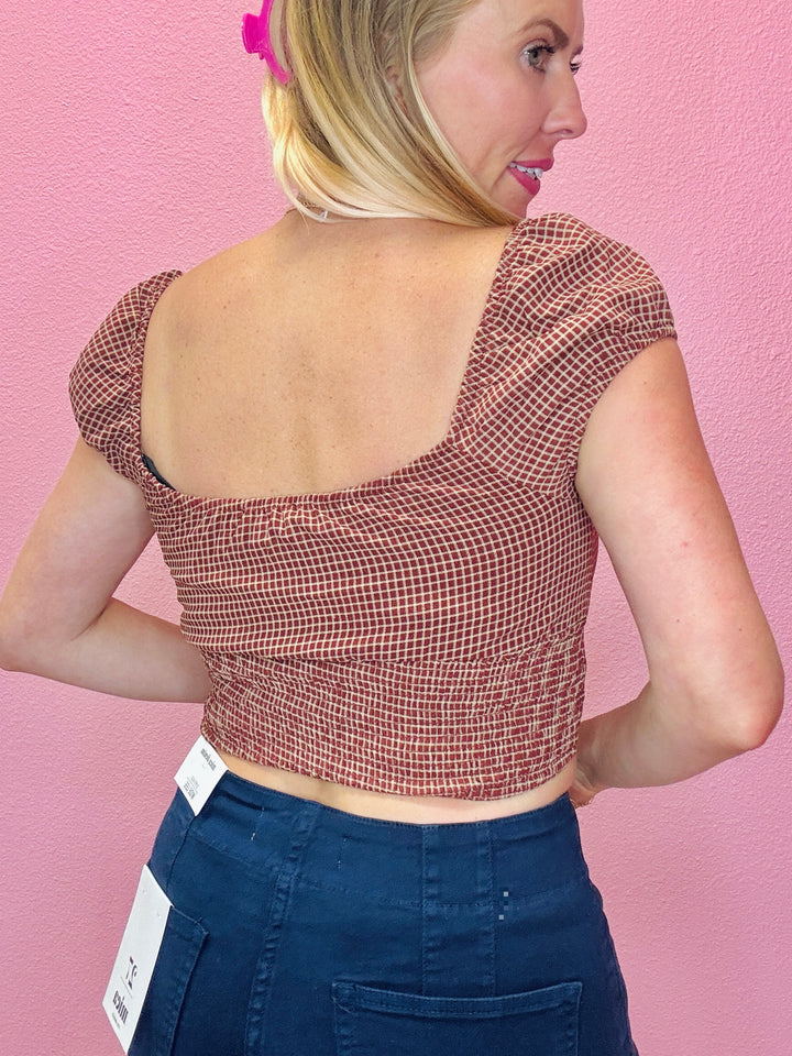 The Poppy Plaid Tie Top